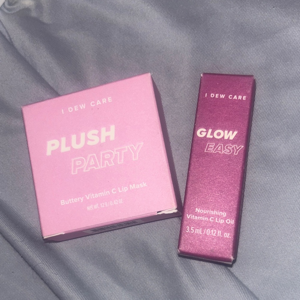 I Dew Care Plush Party Lip Mask & Glow Easy Lip Oil Set - Pink